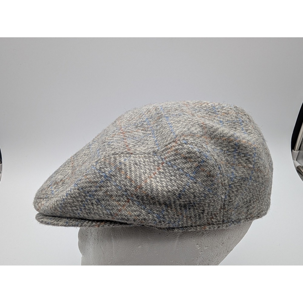 Country Gentleman Mens Grey Herringbone Plaid Wool Blend Flat Cap Ivy Hat Size L